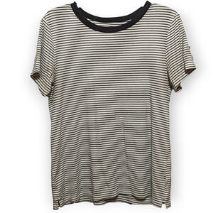 Old Navy Black White Slim-Fit Striped Crew Neck Short Sleeve Tee Shirt Top L
